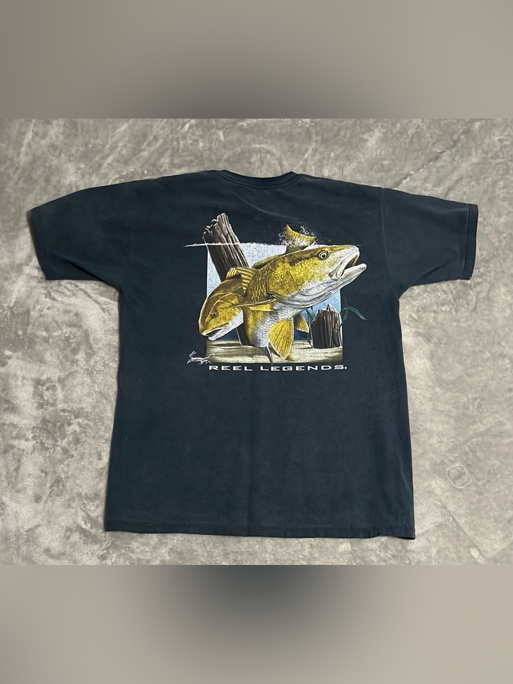 Reel Legends Redfish Graphic T Shirt Mens Large Faded Black Fishing Outdoors
